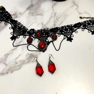 Antique  Look Costume Lace Chocker and Earrings